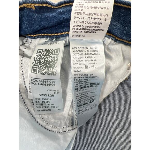 Levi's Wedgie Straight Leg Button Fly High Rise Distressed Knee Denim Jean 32 - Picture 6 of 8